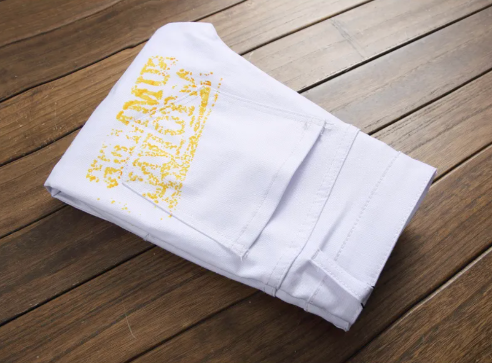 Custom Graffiti Style Slim Street Wear Black Or White Fashioned Skinny Jeans