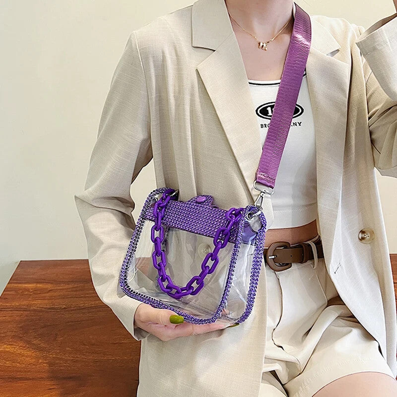 Womens Fashion Style Clear Luxury Handbag Concert Travel Purse See Through
