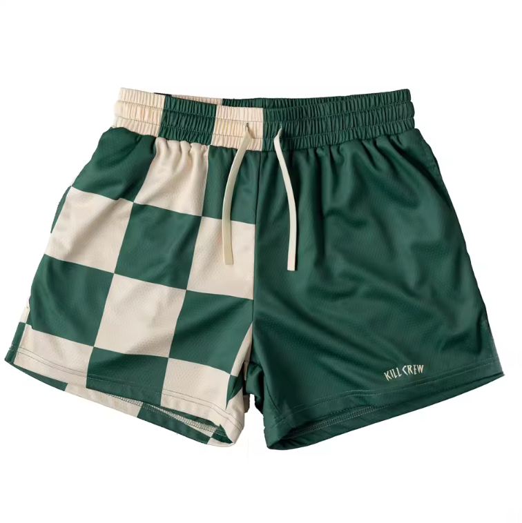Drawstring Basketball Shorts Checkered Pattern Unisex Athletic Shorts