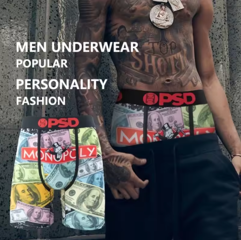 Mens PSD Monopoly Logo Design Spandex Boxer Breifs