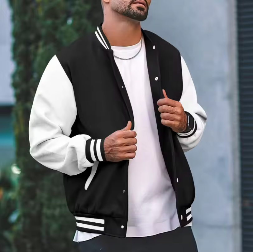 Mens 2025 Classic Fashion Baseball Varsity Or Bomber Style Button Up Jacket