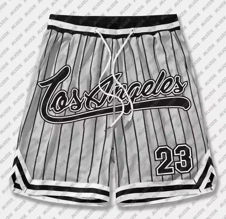 Los Angeles 23 Basketball Shorts Drawstring White Stripe Athletic Fashion Shorts