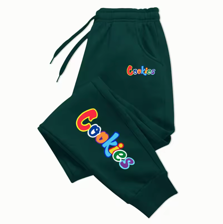 Casual Draw String Sweat Pants Joggers With Colorful Cookies Print