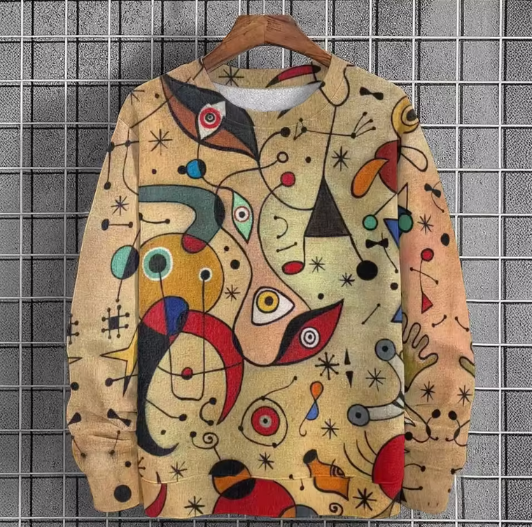 Abstract Art Designed Long Sleeve Sweater T-Shirt Unique Patterened Fashion