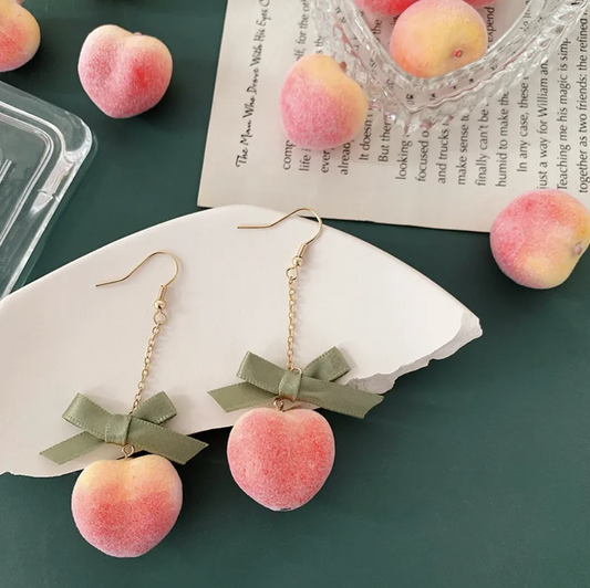 Dangling Peaches Fruit Peach tree Earrings Pair