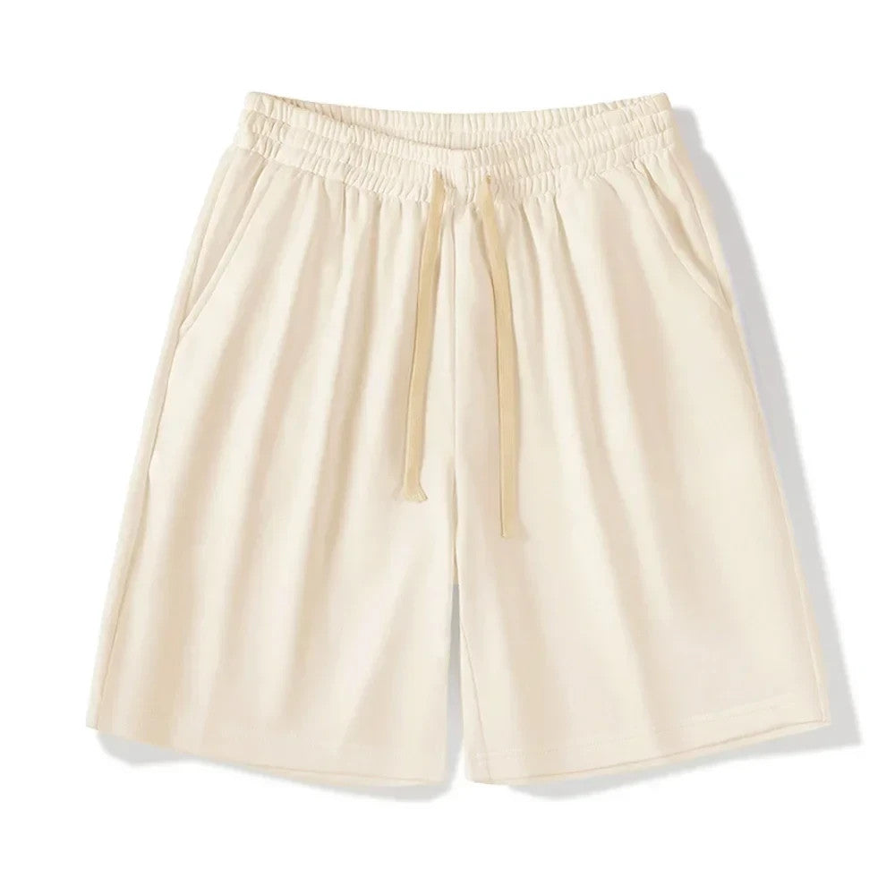 Casual Mens Drawstring Shorts Polyester Cotton Blend Fast Drying Light Weight