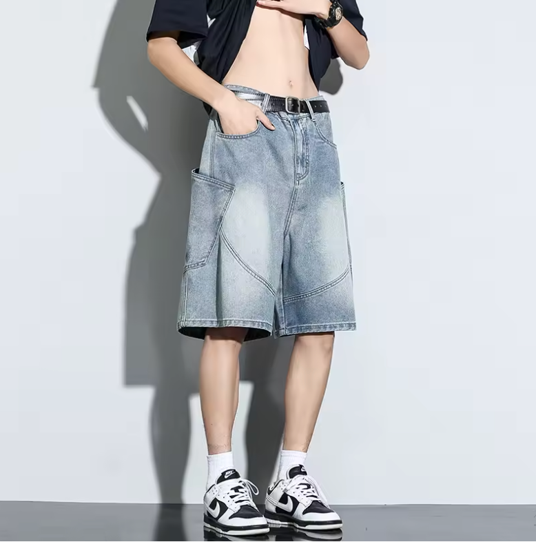 Baggy Denim Shorts Mens Jeans Shorts Casual Style Fashion Wear Jorts