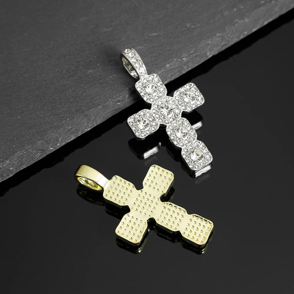 Cubic Chain Cross Pendant Full Rhinestone Dimond Street Style Fashion Necklace