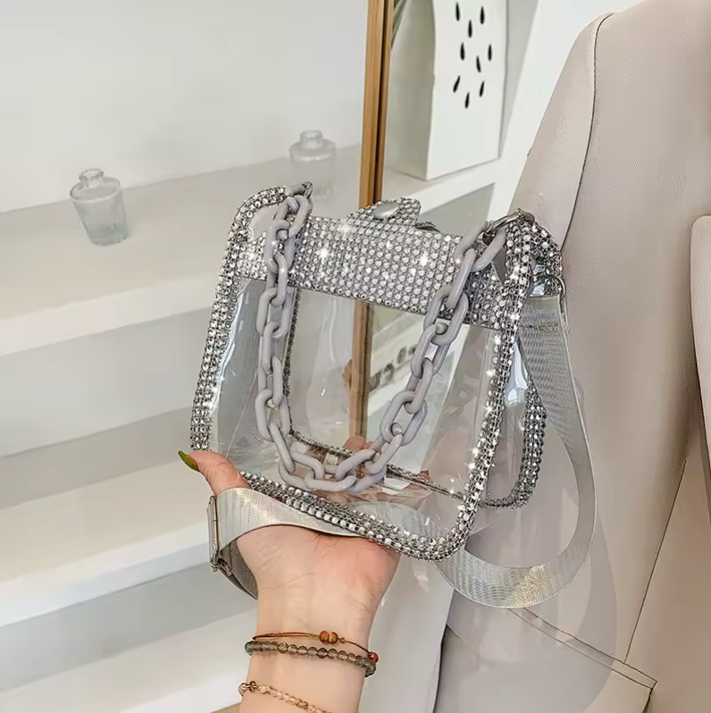 Womens Fashion Style Clear Luxury Handbag Concert Travel Purse See Through