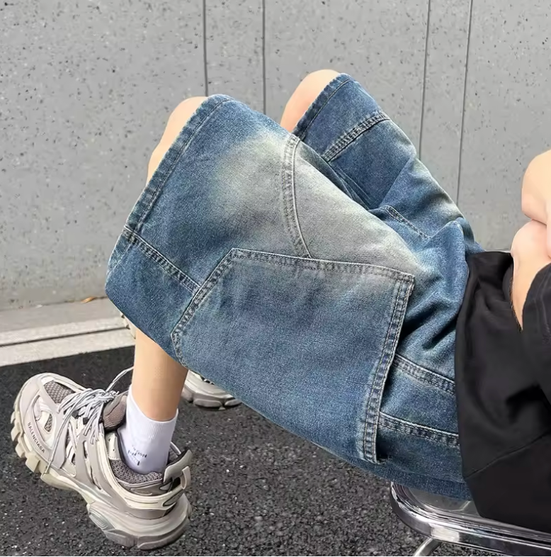Baggy Denim Shorts Mens Jeans Shorts Casual Style Fashion Wear Jorts