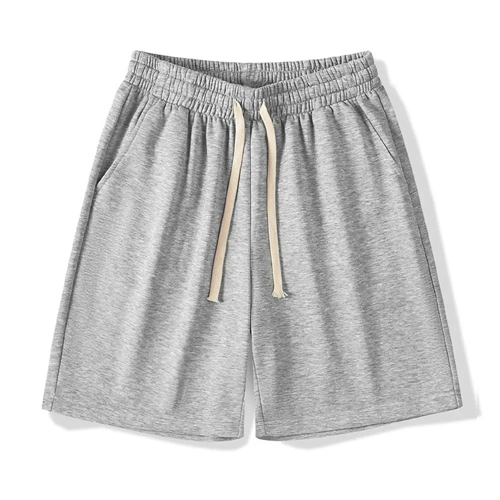 Casual Mens Drawstring Shorts Polyester Cotton Blend Fast Drying Light Weight
