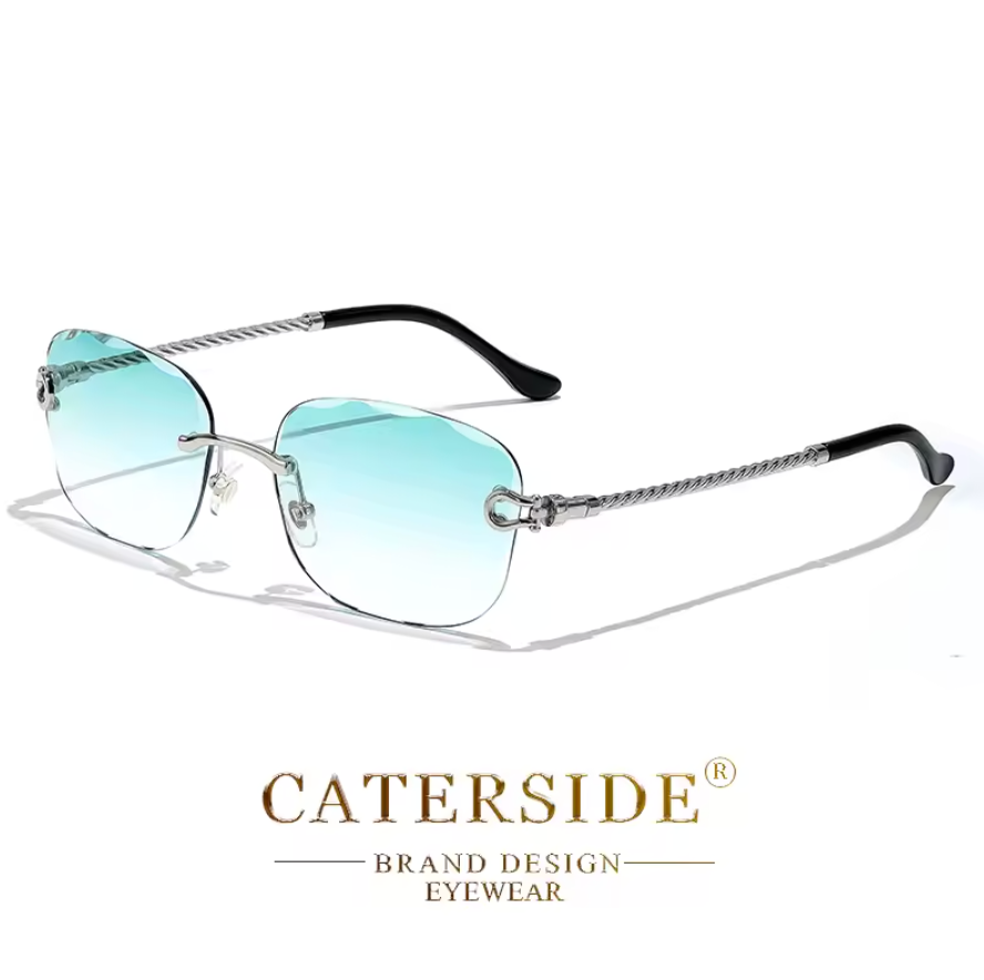 Luxury Retro Rich Craft Frameless Light Tint Style Mens Shaded Sunglasses