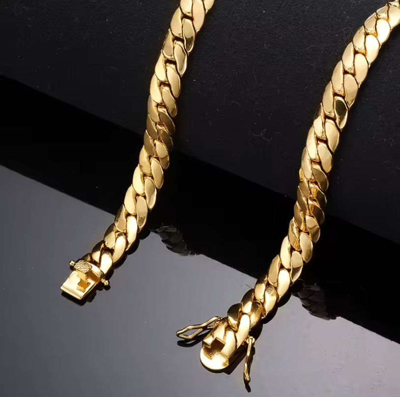18k Gold Plated Thick Cuban Link Chain Luxury High End Premium Grade Necklace