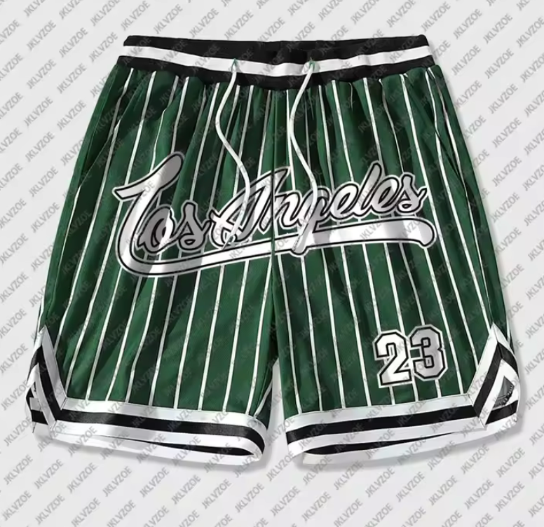 Los Angeles 23 Basketball Shorts Drawstring White Stripe Athletic Fashion Shorts
