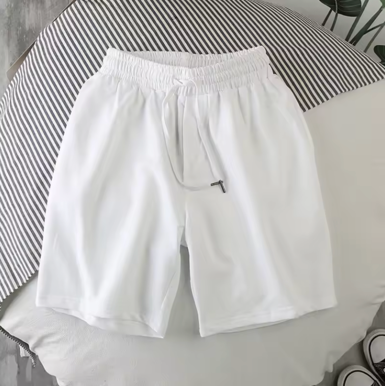 Casual Shorts Long Style Drawstring Simple Wear Unisex Shorts
