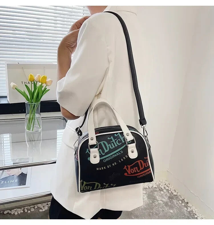 Von Dutch Designer Fashion Style Hand Bag Women Zipper Purse Shoulder Travel Bag