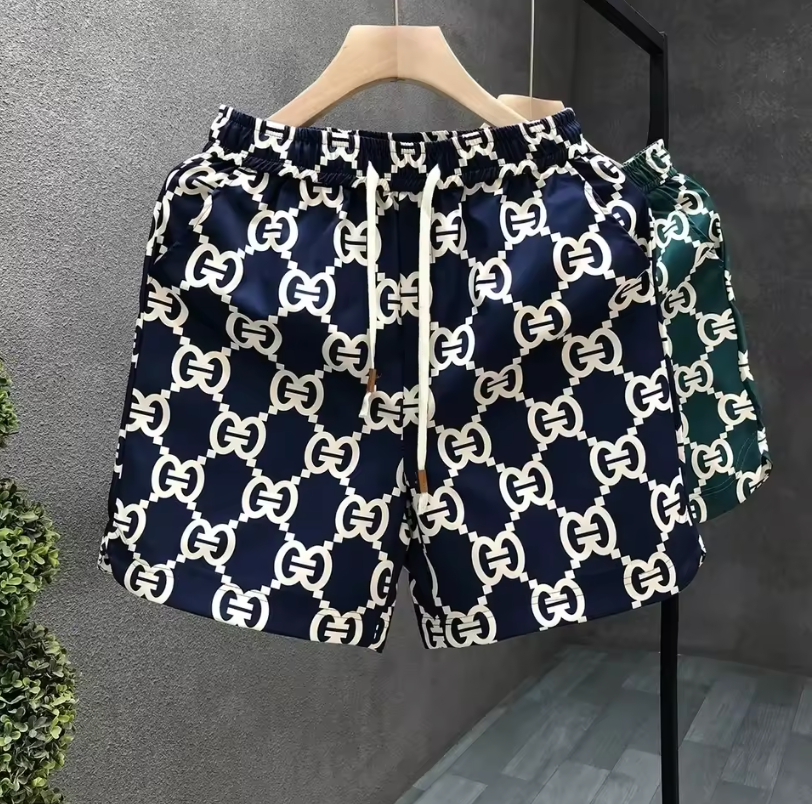 Designer Style Luxury Fashion Print Drawstring Waist Quick Dry Breathable Shorts