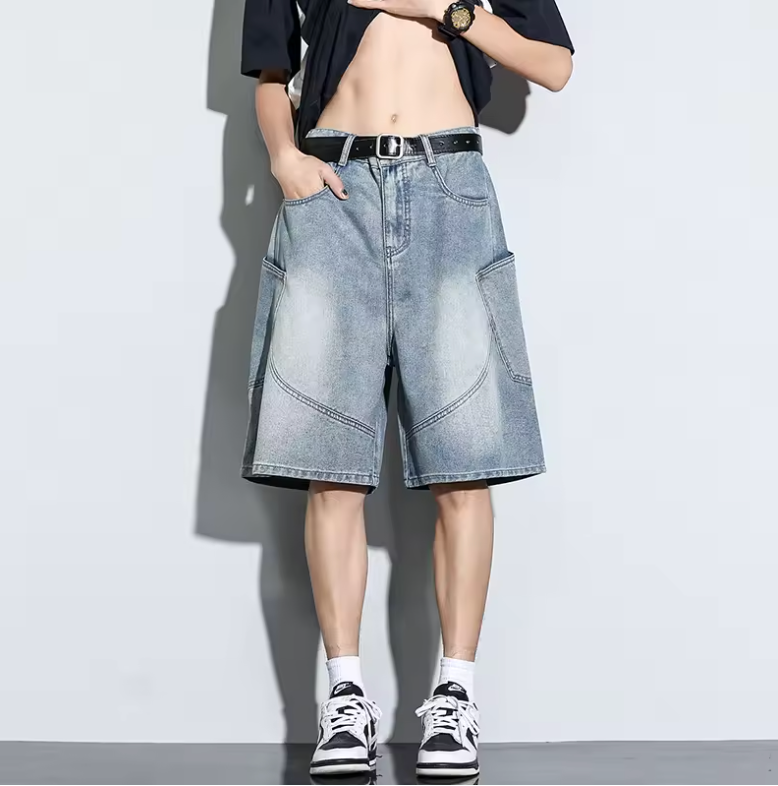 Baggy Denim Shorts Mens Jeans Shorts Casual Style Fashion Wear Jorts