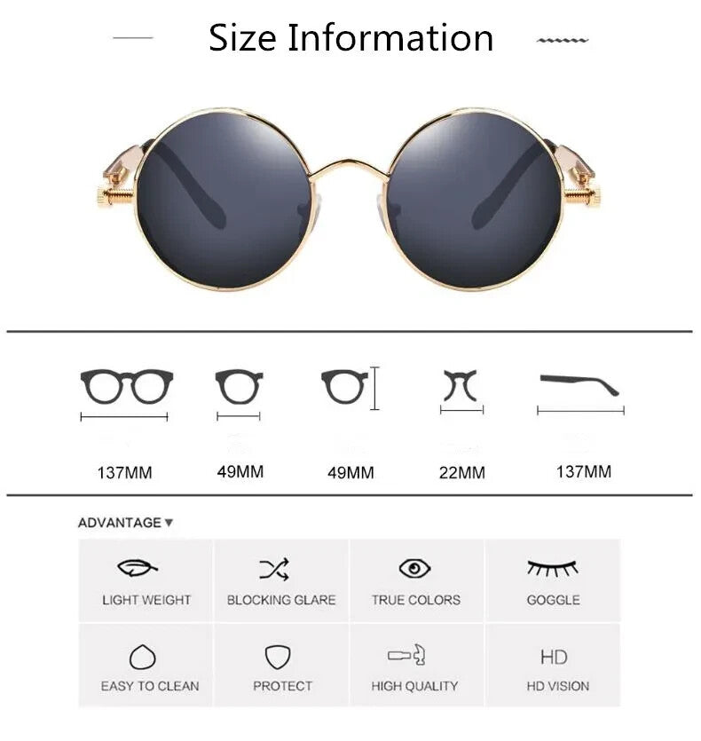 Unisex Round Frame And Lense Sun Glasses Classy Fashion Gold And Silver Shades