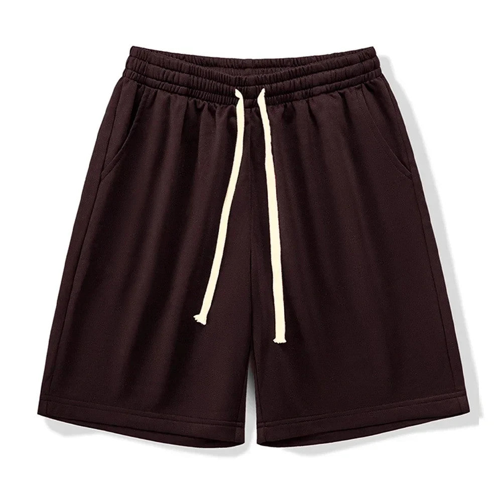 Casual Mens Drawstring Shorts Polyester Cotton Blend Fast Drying Light Weight