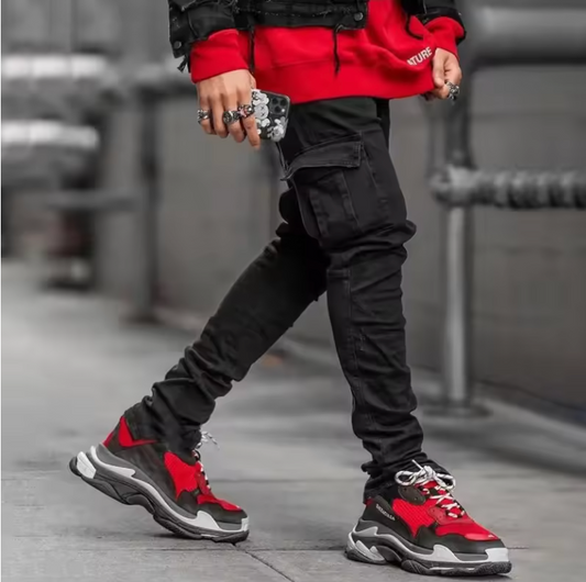 Mens Slim Fit Retro Streetwear Denim Jeans Stretchy Fit Casual Fashion Pants