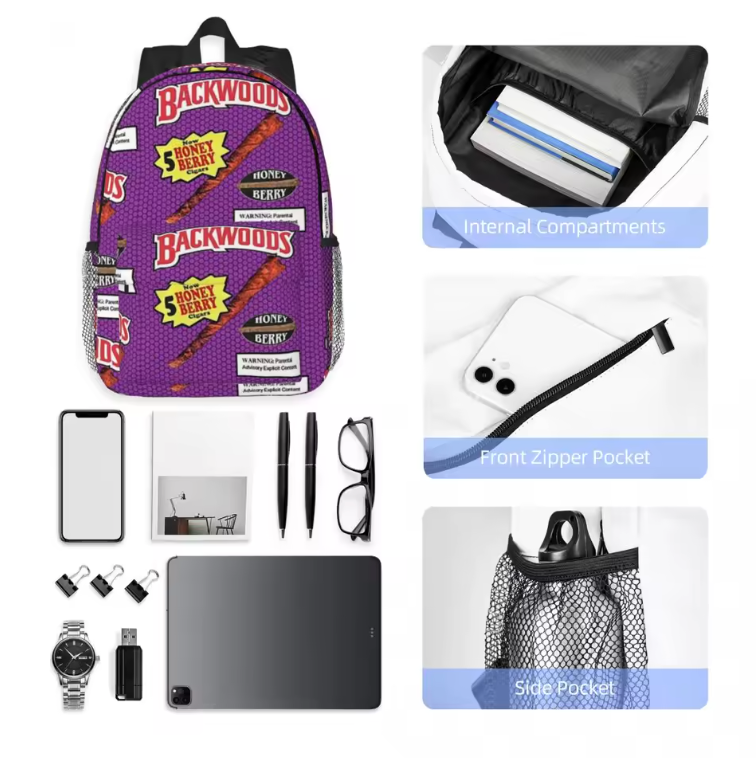 Backwoods Purple Backpack Day Travel Dual Strap Out Door Hustler Pack