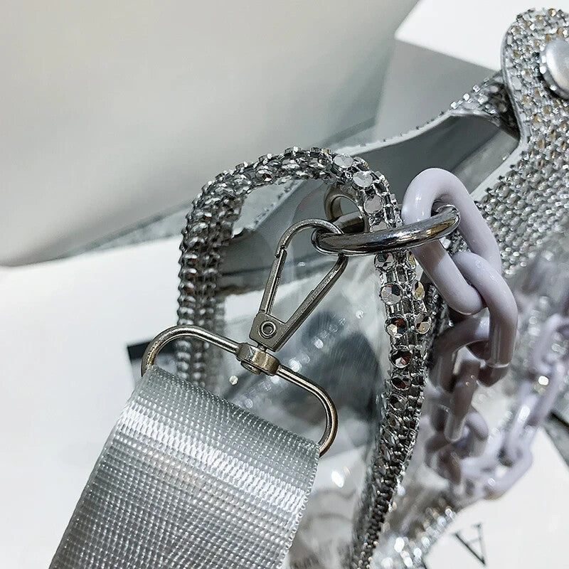 Womens Fashion Style Clear Luxury Handbag Concert Travel Purse See Through
