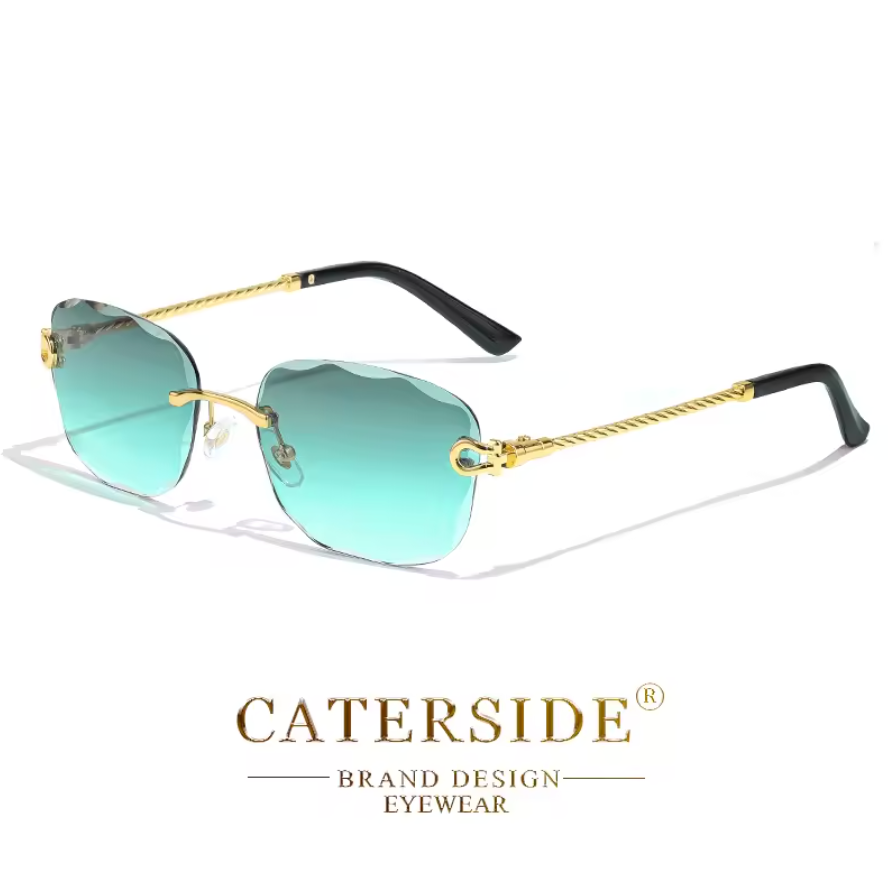 Luxury Retro Rich Craft Frameless Light Tint Style Mens Shaded Sunglasses