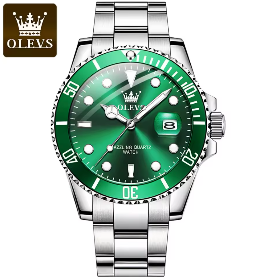 OLEVS Luxury Stainless Steel Band Quartz Watch Luminous & Deep Water Proof