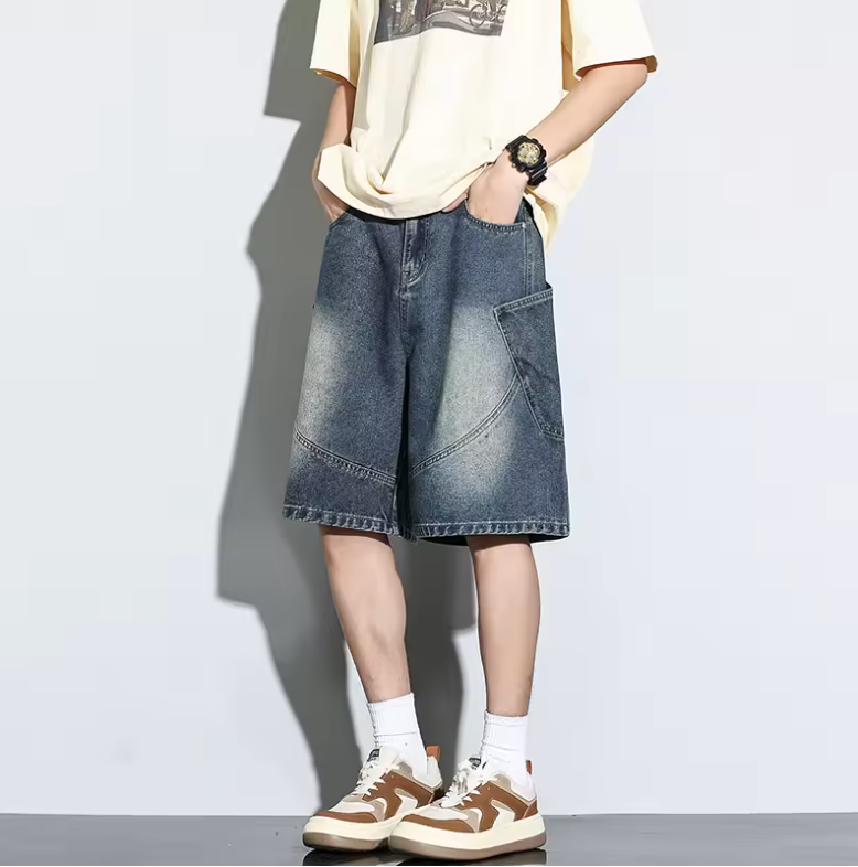 Baggy Denim Shorts Mens Jeans Shorts Casual Style Fashion Wear Jorts