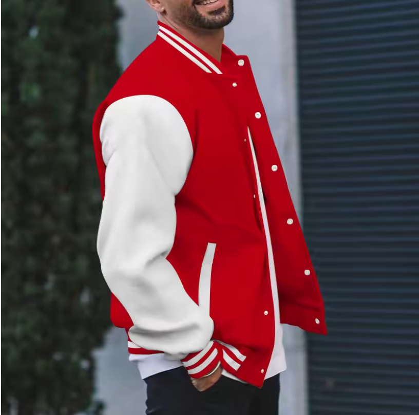 Mens 2025 Classic Fashion Baseball Varsity Or Bomber Style Button Up Jacket
