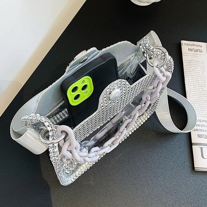 Womens Fashion Style Clear Luxury Handbag Concert Travel Purse See Through