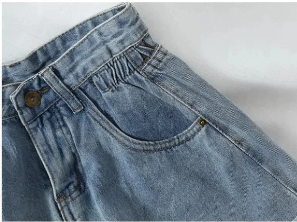 Womens Short Casual Denim Jean Shorts Elastic Stretch Waist For Slight Adjust
