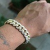 Mens Fashion Fully-Jewelled Cuban Link Style Iced Out Bracelet 2pc Set