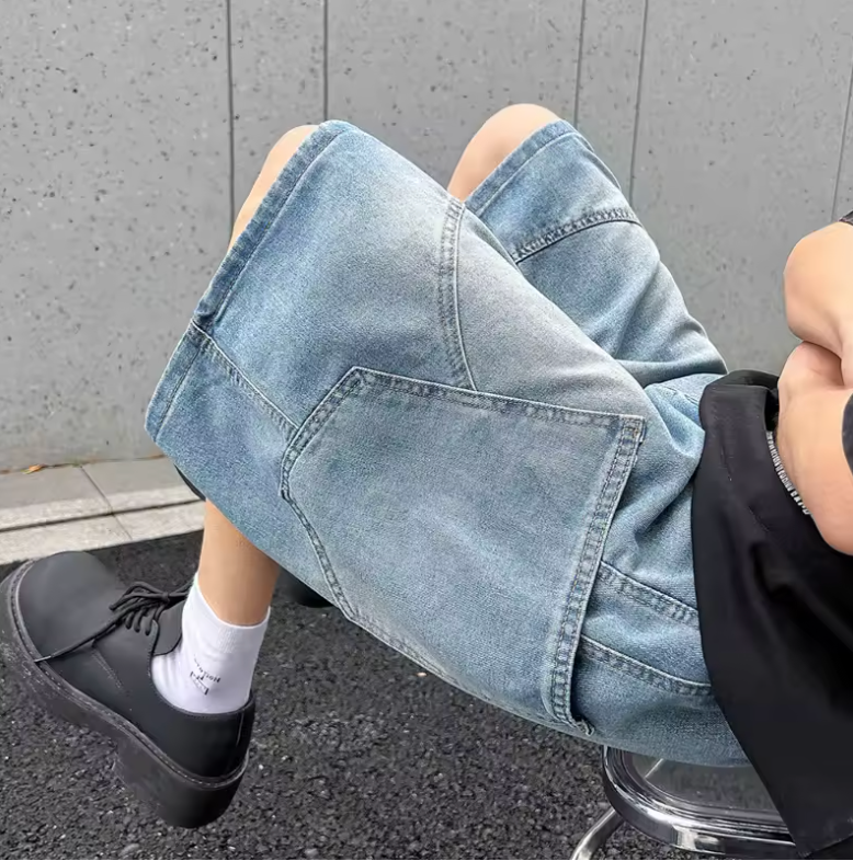 Baggy Denim Shorts Mens Jeans Shorts Casual Style Fashion Wear Jorts