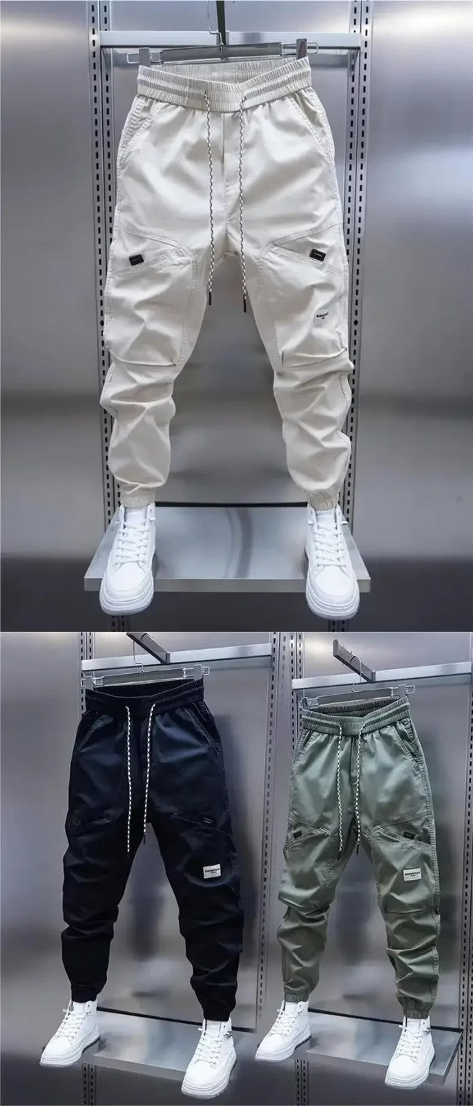 Mens Draw String Jogger Casual Athletic Pants With Scrunched Ankles