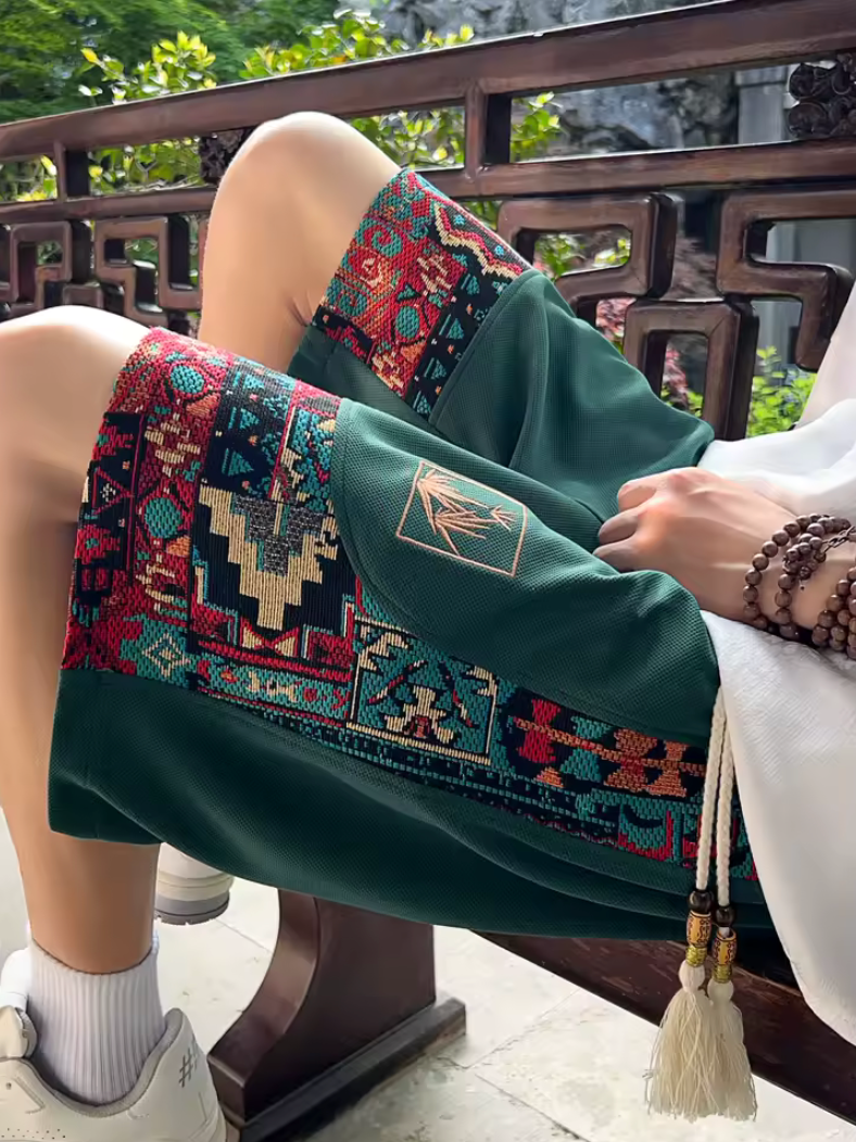 Unique Style Print Casual Shorts Draw String Artistic Fashion