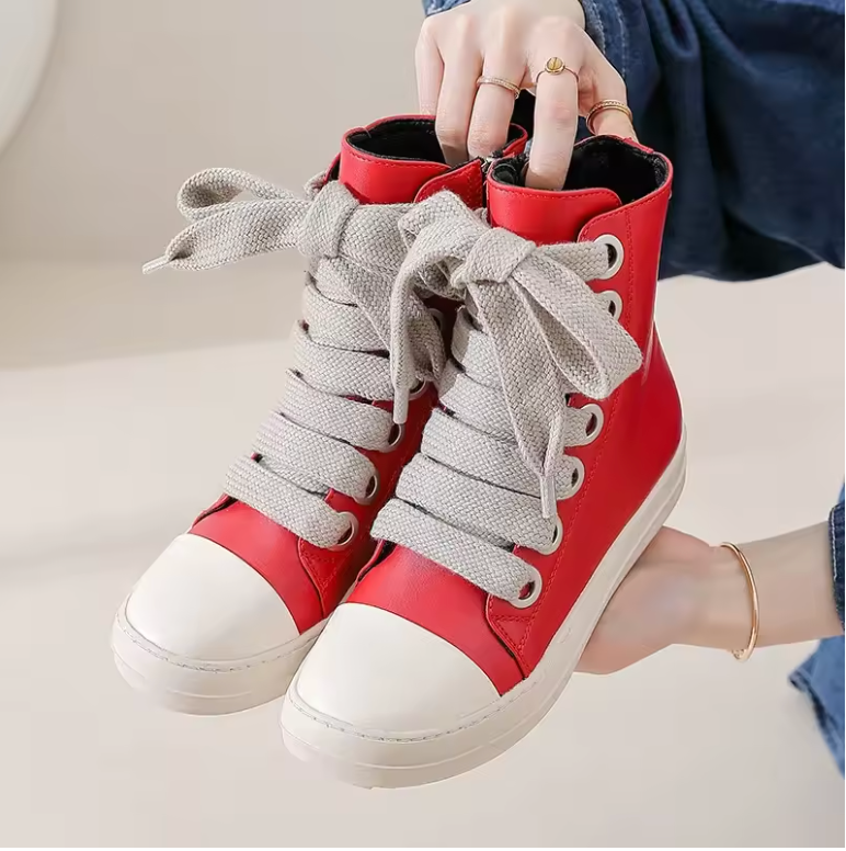 Womens Wide Lace Boots With Size Zipper And Water Resistant Premium Material