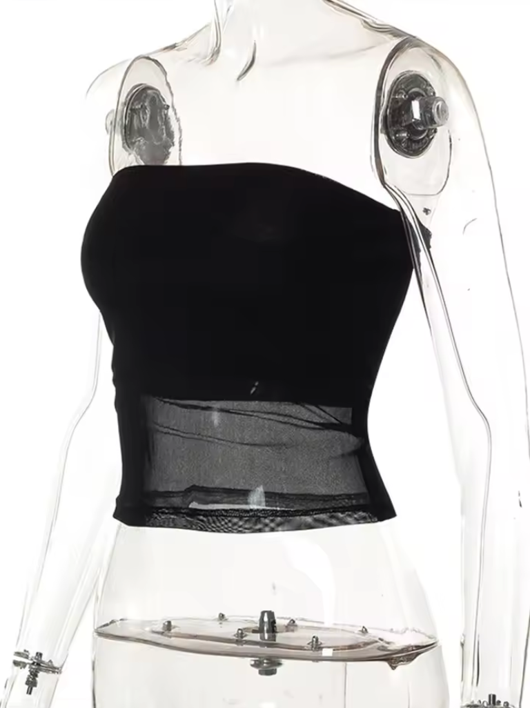 Ladies 1 Peice Strapless Corset Tank Top Pullover Soft Stretch Material And Mesh