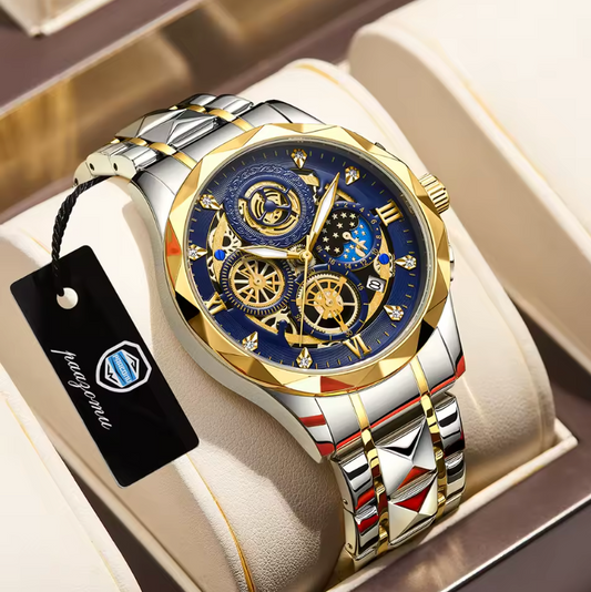 Mens Luxurious Waterproof Quartz Watch High End Steel Luminescent Fashion Piece