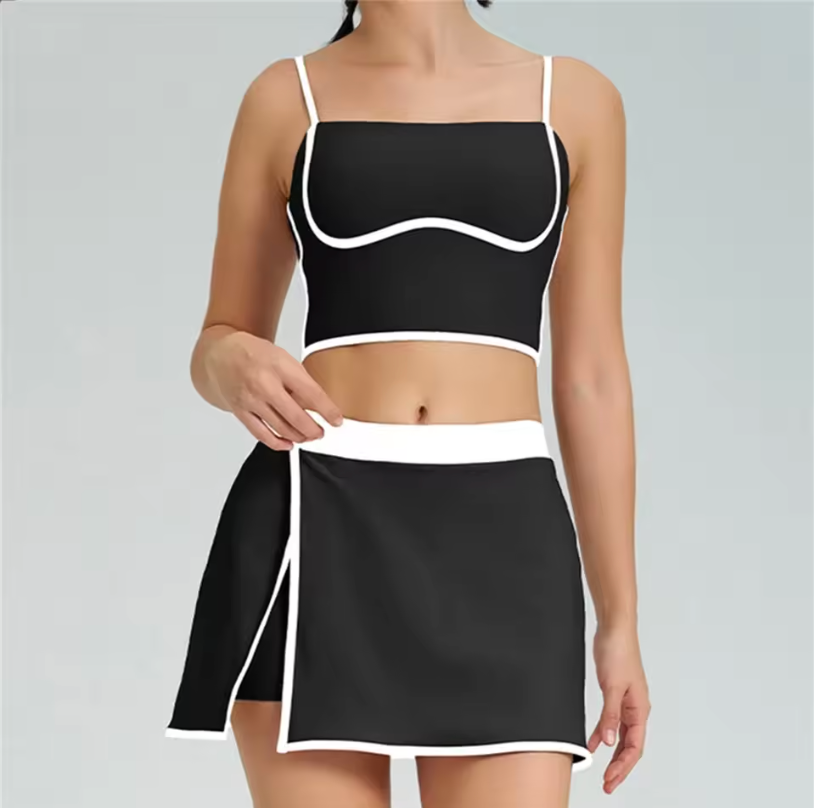 Womens Athletic Skirt And Crop Top Yoga Flexible And Breathable Track Suite