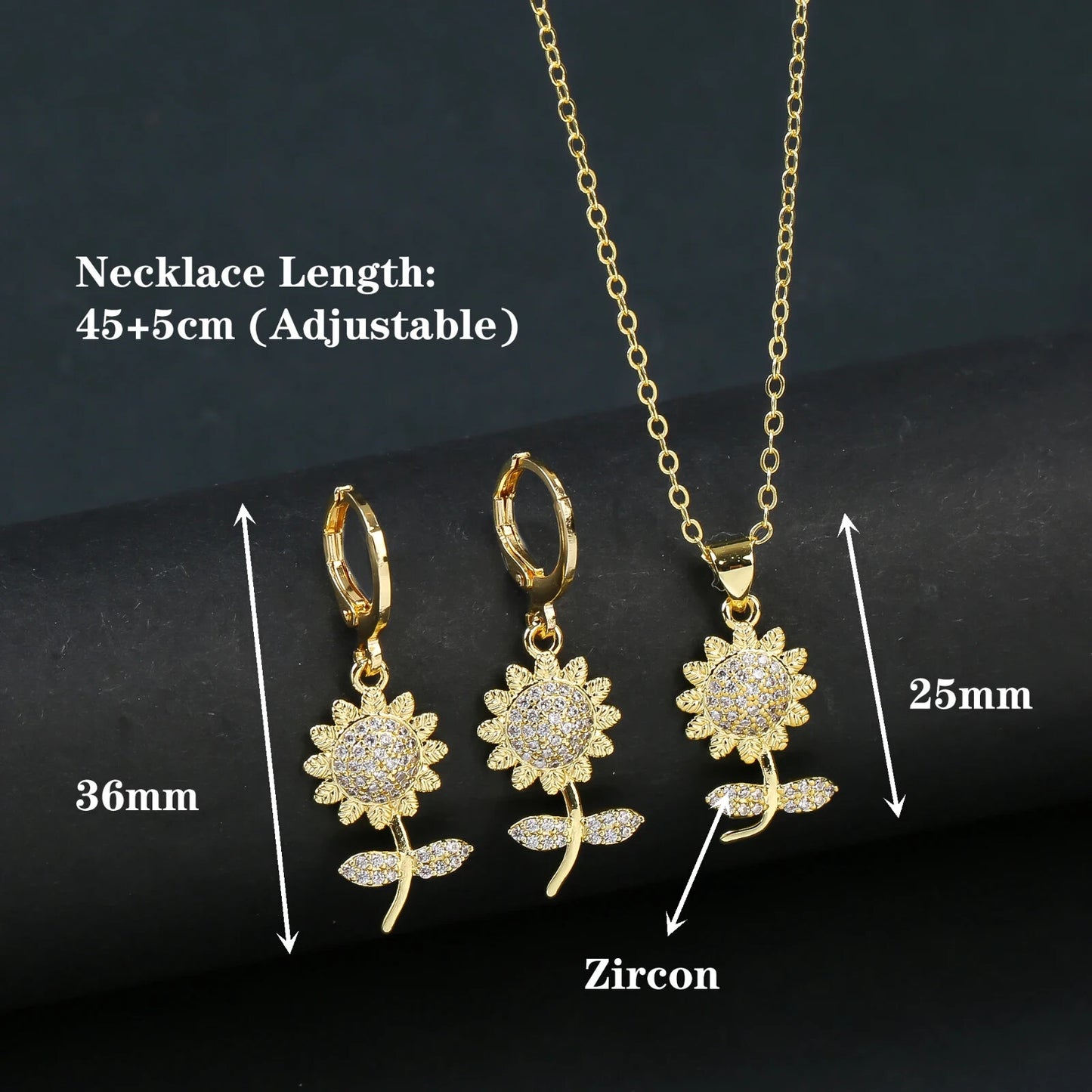 Necklace And Earrings Matching Seet Sun Flowers And Roses
