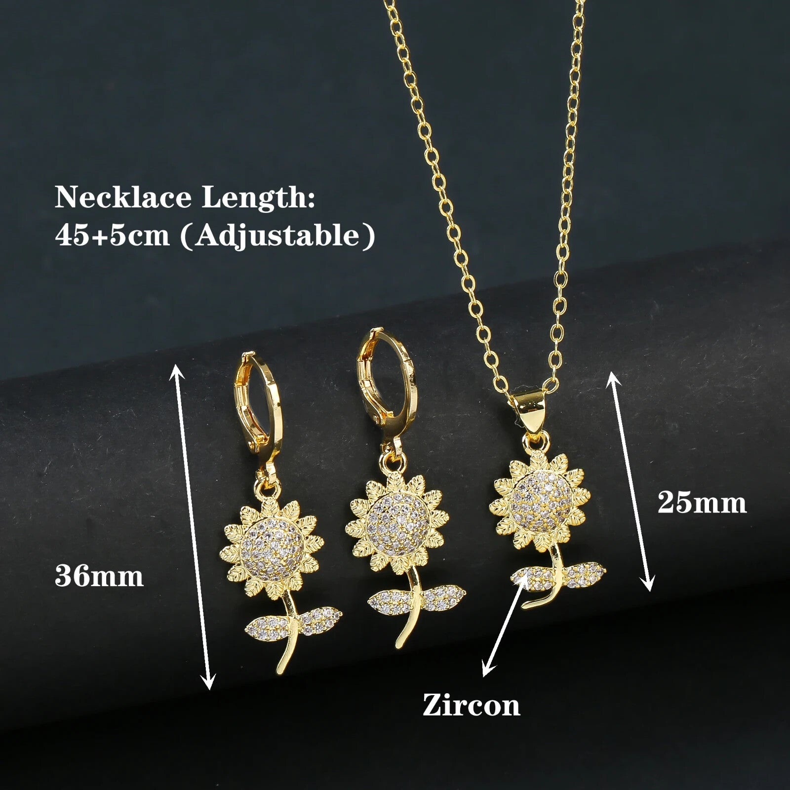 Necklace And Earrings Matching Seet Sun Flowers And Roses