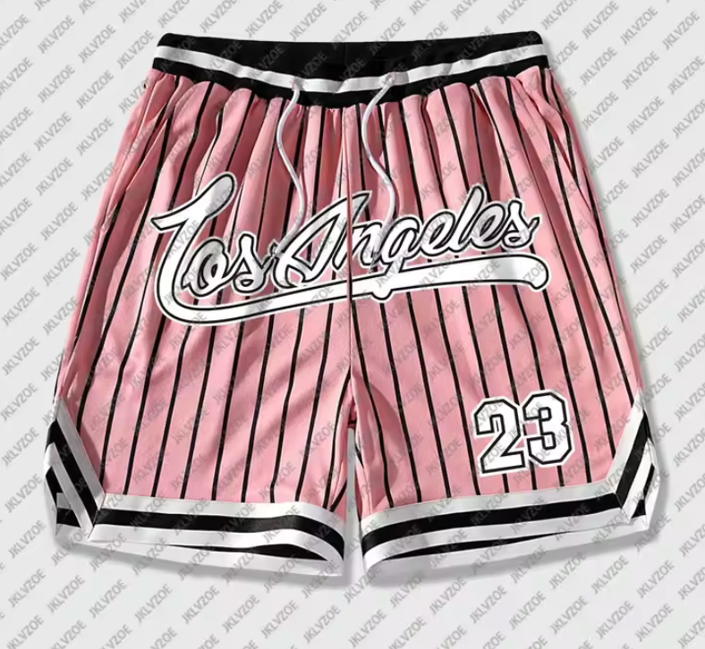 Los Angeles 23 Basketball Shorts Drawstring White Stripe Athletic Fashion Shorts