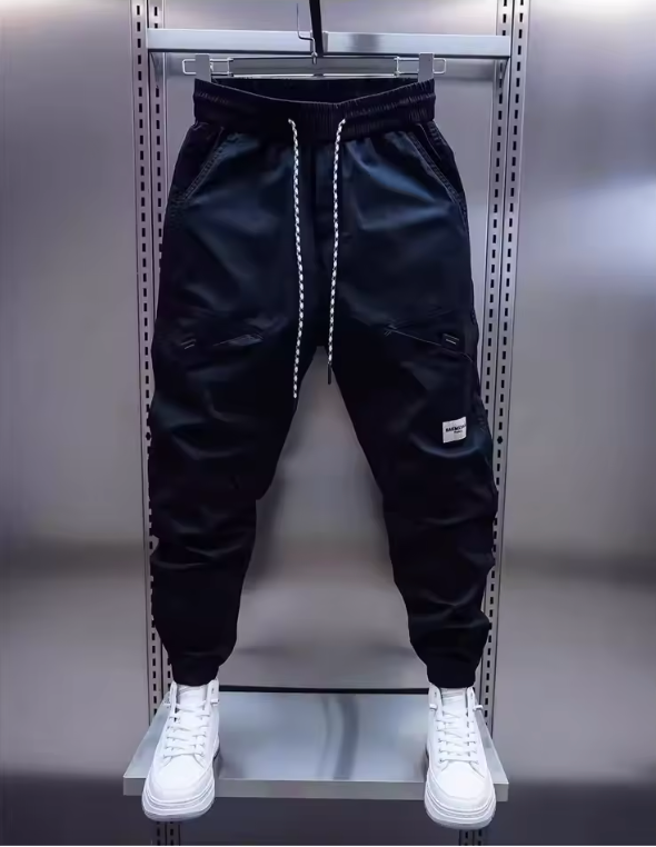 Mens Draw String Jogger Casual Athletic Pants With Scrunched Ankles