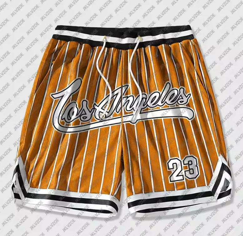 Los Angeles 23 Basketball Shorts Drawstring White Stripe Athletic Fashion Shorts