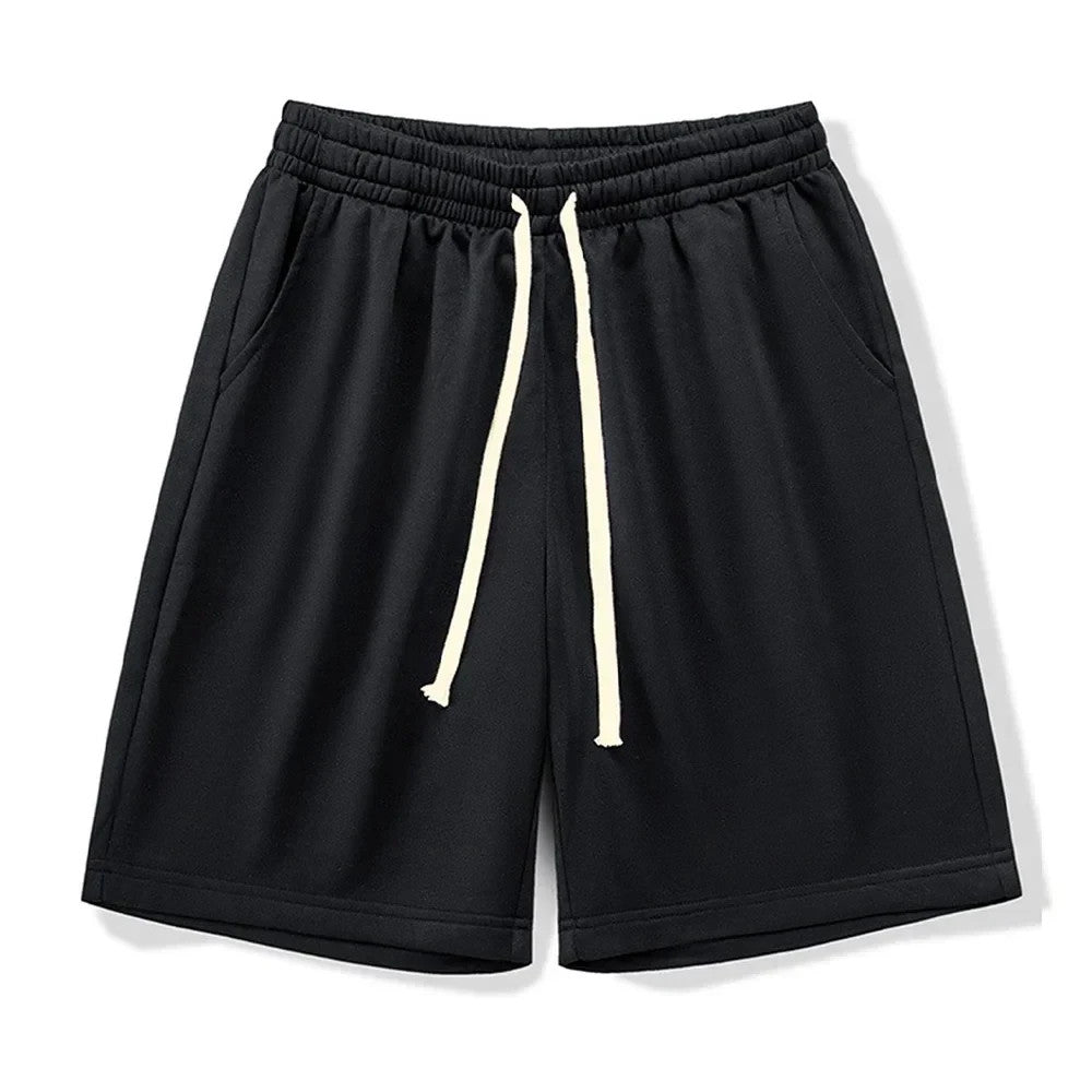 Casual Mens Drawstring Shorts Polyester Cotton Blend Fast Drying Light Weight