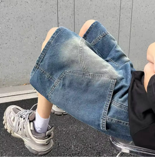 Baggy Denim Shorts Mens Jeans Shorts Casual Style Fashion Wear Jorts