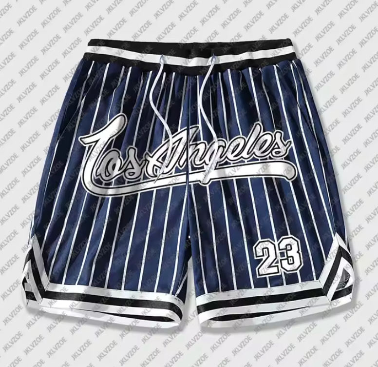 Los Angeles 23 Basketball Shorts Drawstring White Stripe Athletic Fashion Shorts