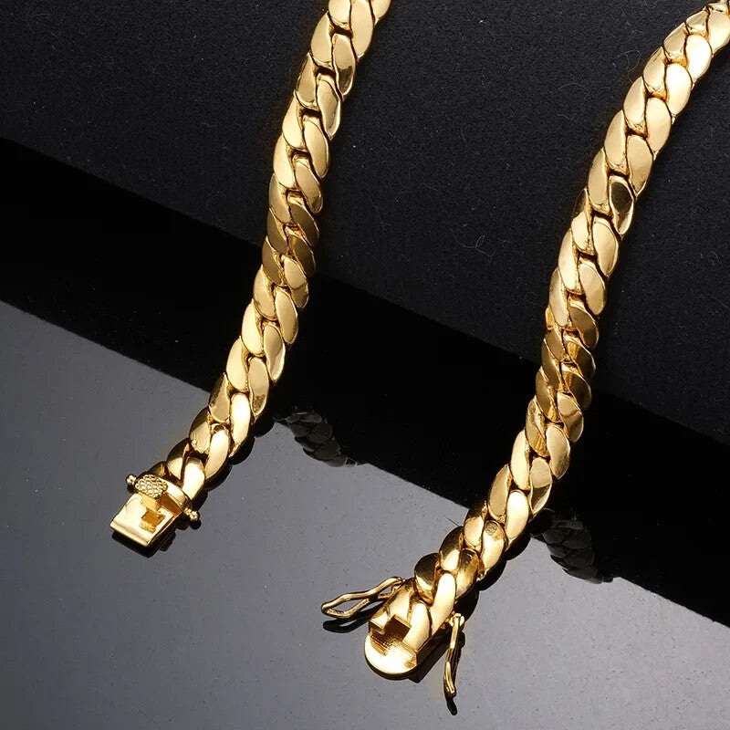 18k Gold Plated Thick Cuban Link Chain Luxury High End Premium Grade Necklace